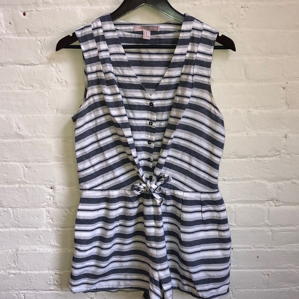 Striped Blue and Cream Romper